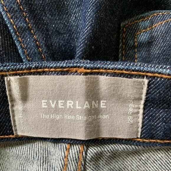 Everlane The High Rise Straight Jean 29/30.5 x 32.5 Regular Dark Blue Denim  21E - Picture 10 of 11